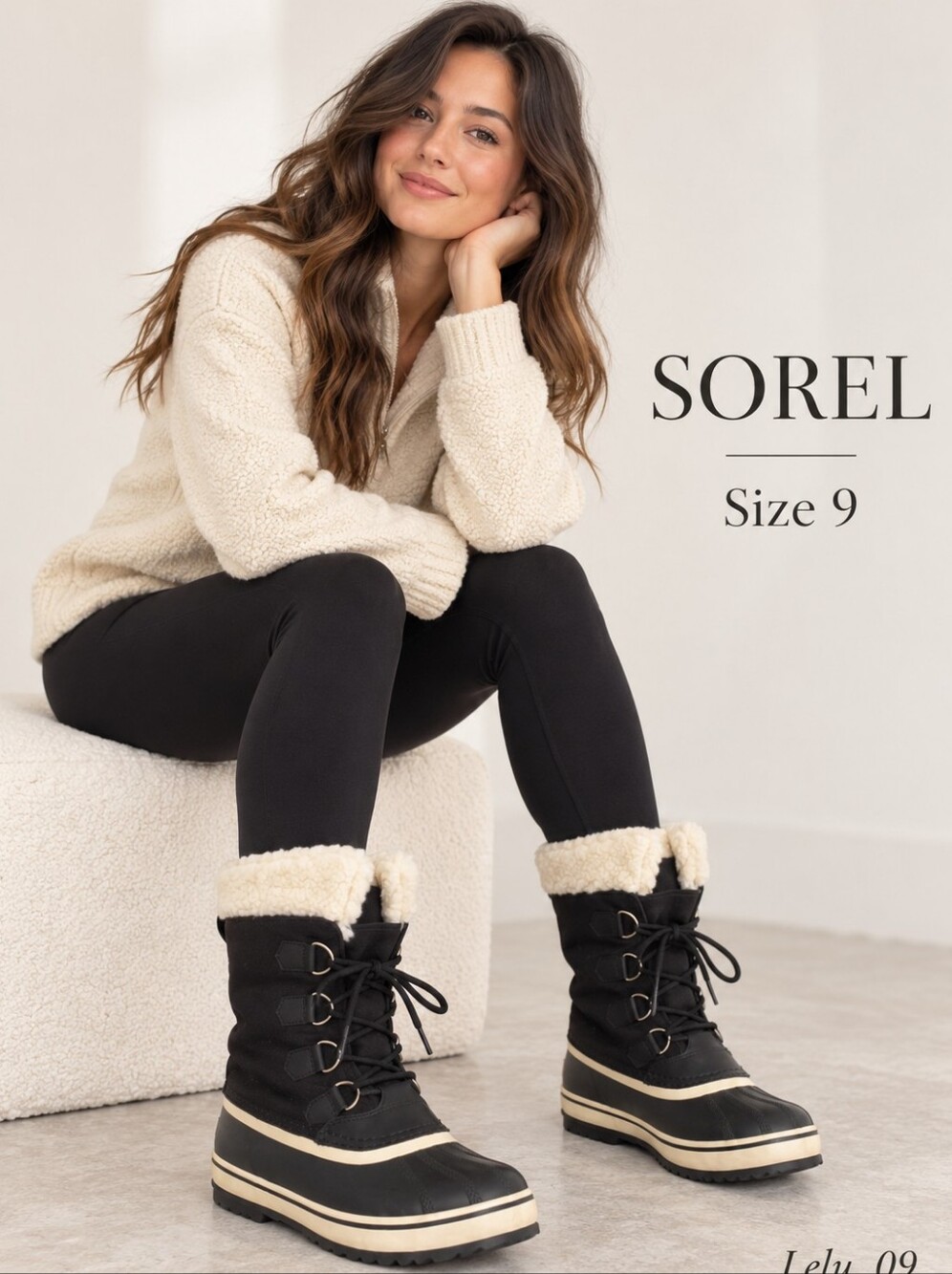 SOREL Winter Carnival Women’s 9 Waterproof Snow Boots Black Faux Fur NL1495-011